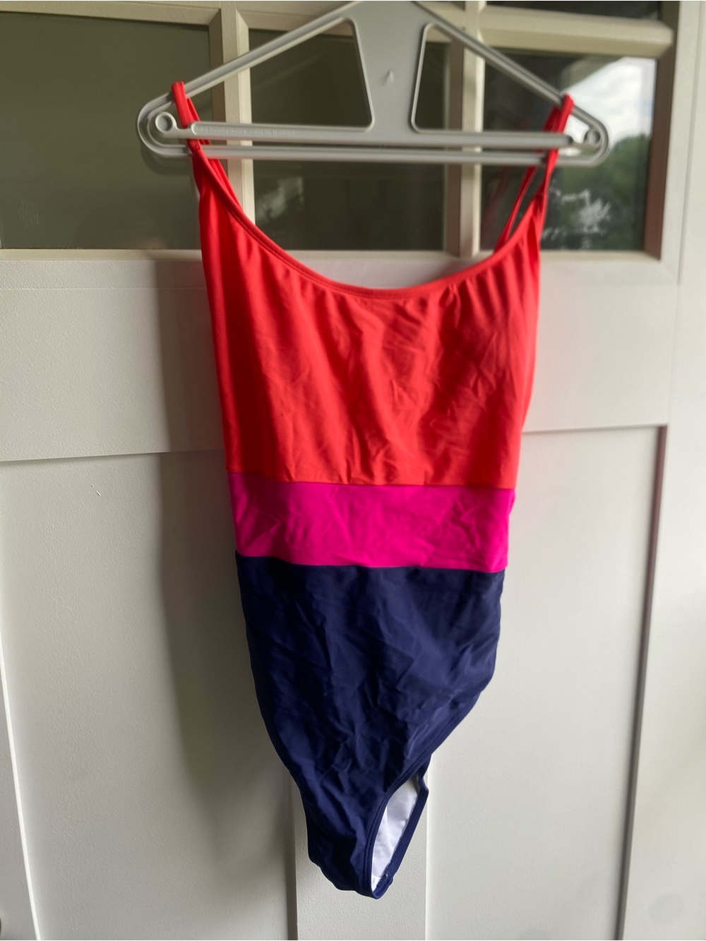 Colorblock One-Piece Swimsuit - Coral, Hot Pink & Navy